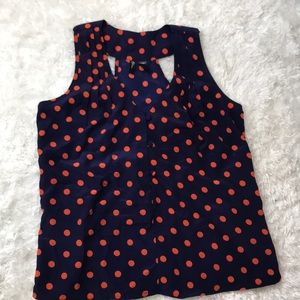 Navy blue with orange polka dots tank top